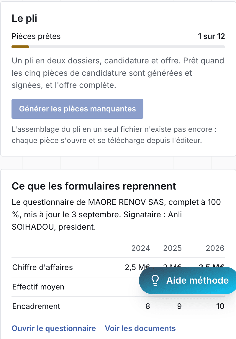 La colonne de droite : le pli et ce que les formulaires reprennent