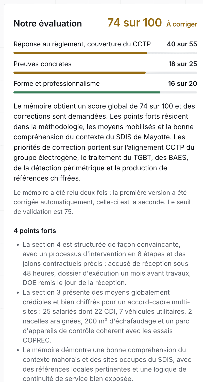 La note d'évaluation, ses trois composantes et sa synthèse
