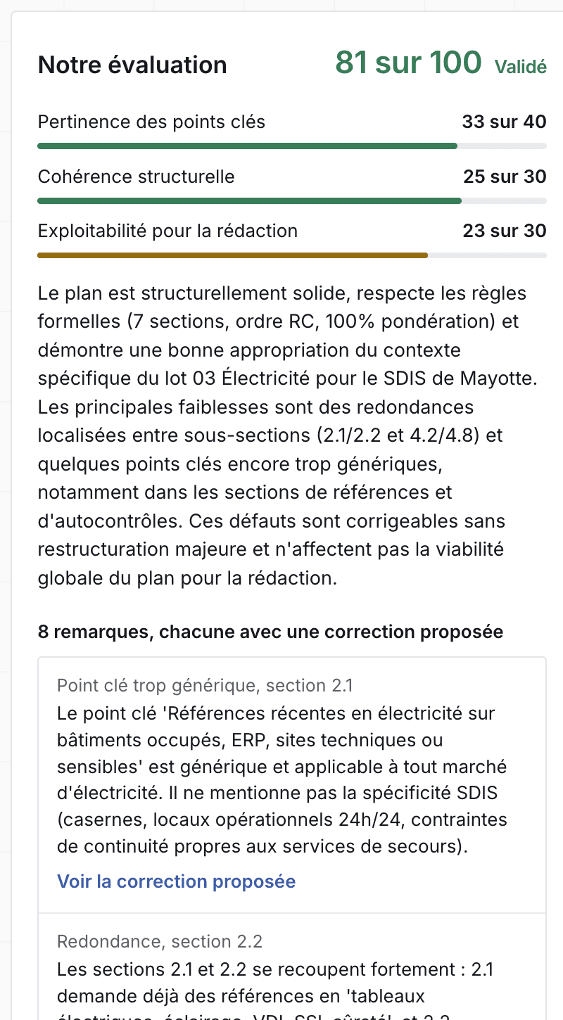 La note d'évaluation, ses trois composantes et ses remarques