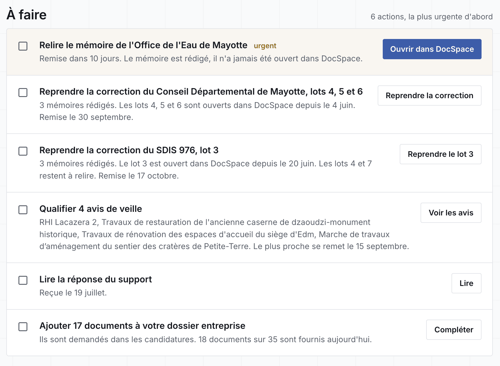 La liste « À faire »